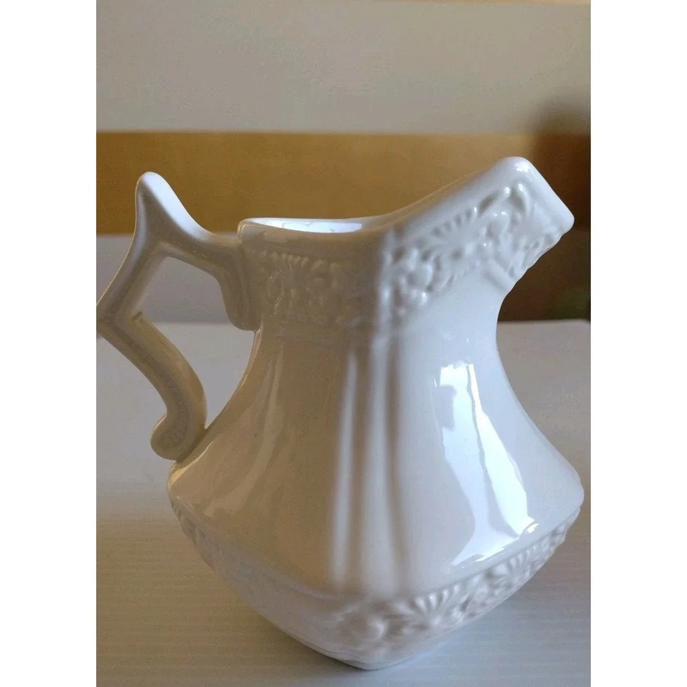 Creamer White Pitcher Vase With‎ Handle 5